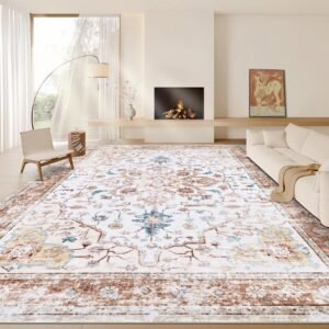8x10 Area Rugs Living Room: Washable Boho Vintage Medallion Rug