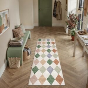 8x10 Checkered Beige Area Rug for Living Room Bedroom Washable Soft Modern Non Slip Large Throw Rug